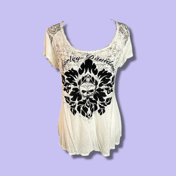 Womans velvet skull harley davidson - Picture 1 of 4